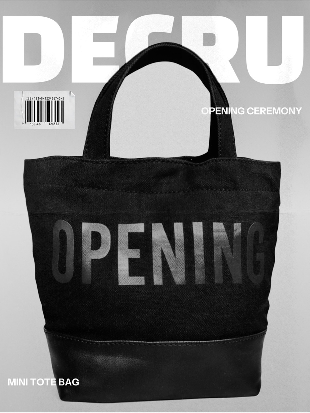 LIKE NEW OPENING CEREMONY Black Canvas Crossbody Tote with Leather Base